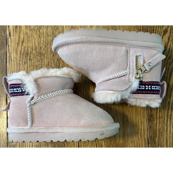 Hobi Bear Pink Chuka Boots Faux Fur Lined Side Zip EU Size 24 US 7.5 Toddler - Picture 2 of 6